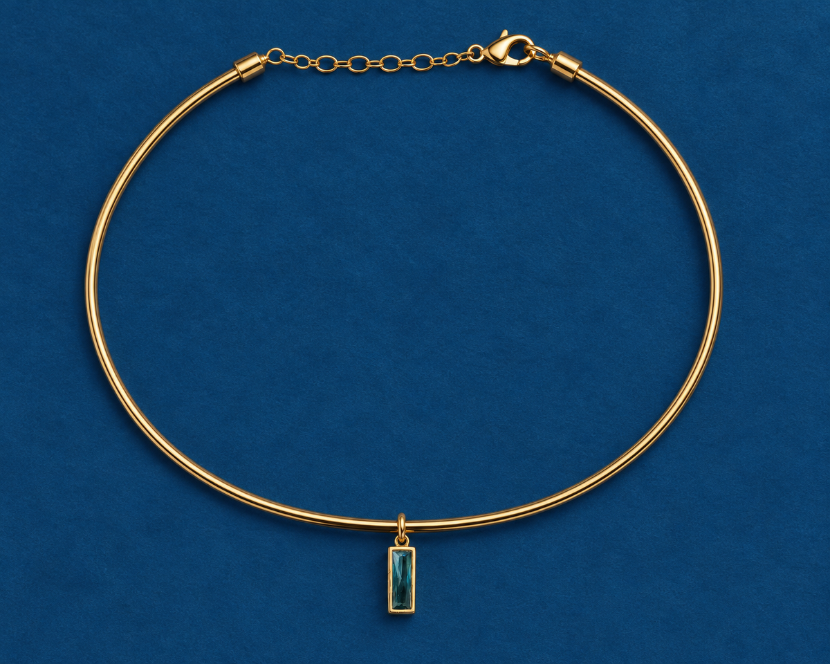 Teal Baguette Pendant